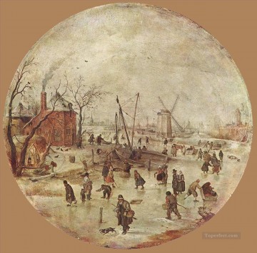 スケーターのヘンドリック・アフェルキャンプのある冬景色 Oil Paintings